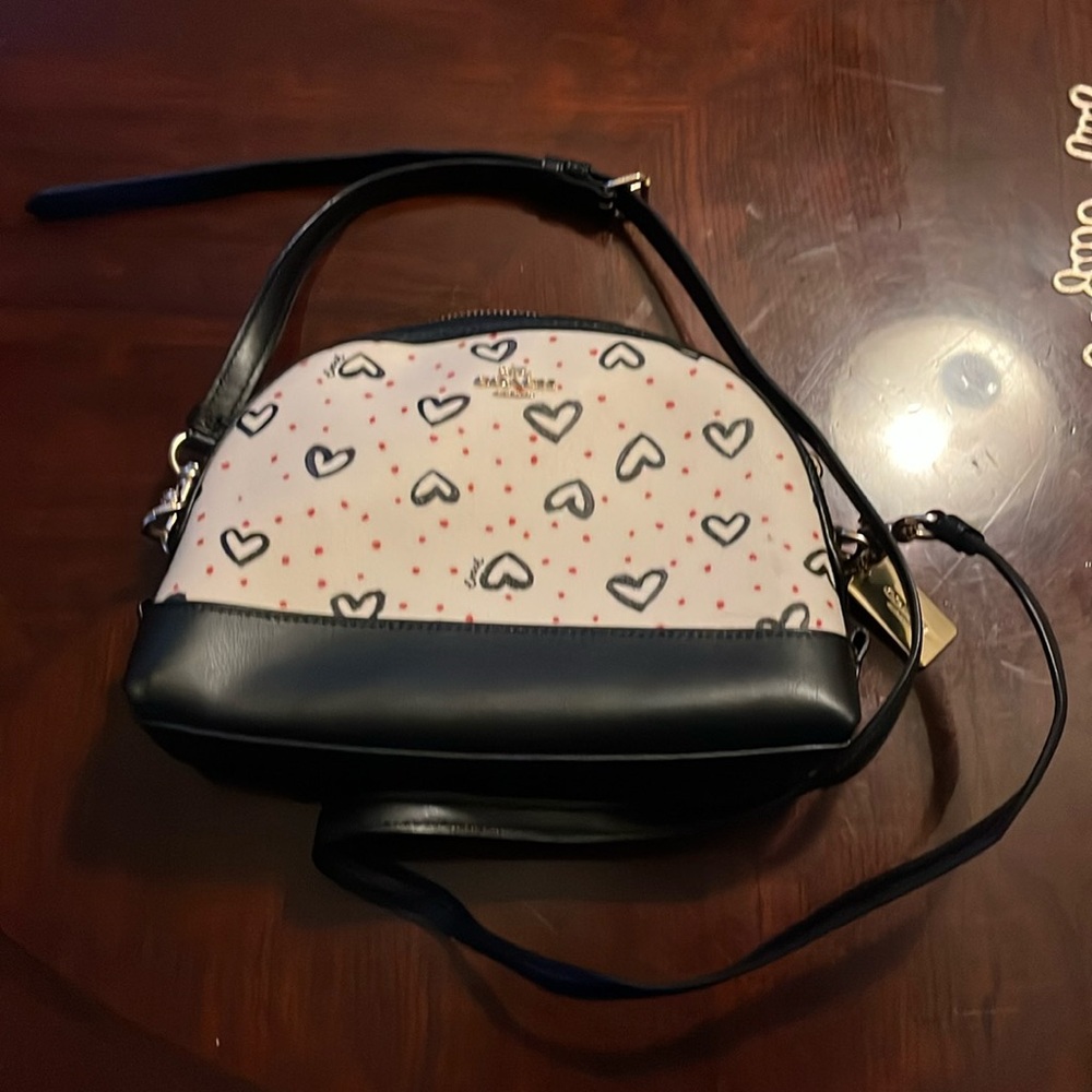 Cute coach crossbody heart print bag